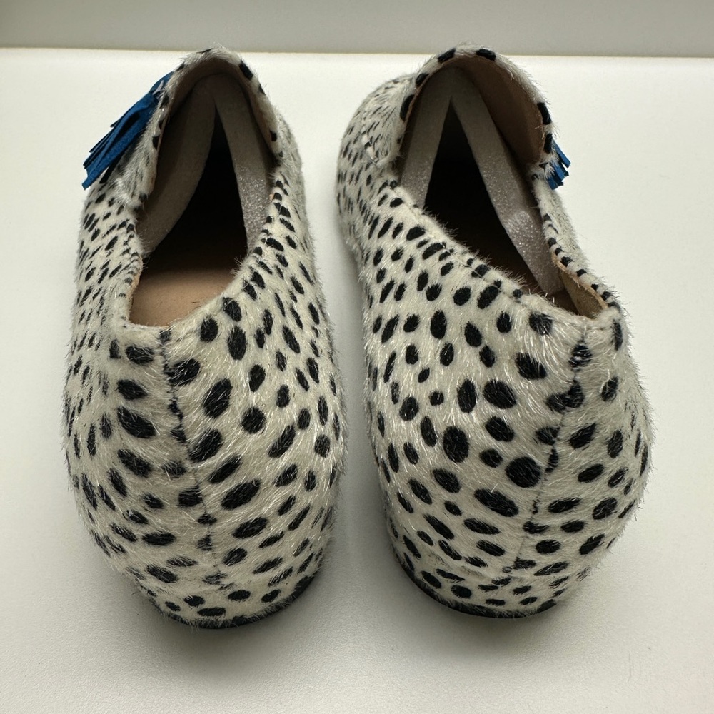 Black and White Polka Dot Loafers with Blue Tassels - Picture 4 of 4